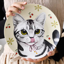 Load image into Gallery viewer, Black And White Cat Custom Household Pet Ceramic Plate
