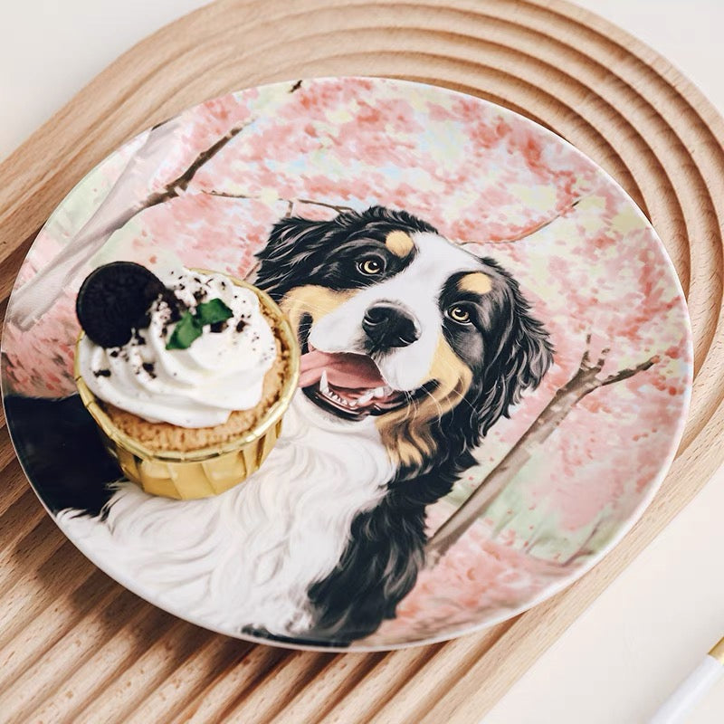 Bernese Mountain Dog Custom Household Pet Ceramic Plate