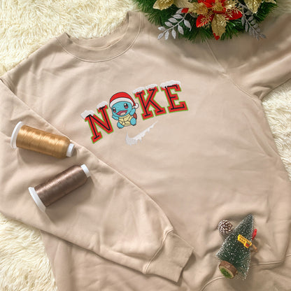Personalized Embroidered Christmas Squirtle Hoodie Sweatshirt T-Shirt