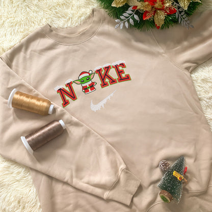 Personalized Embroidered Christmas Yoda Hoodie Sweatshirt T-Shirt