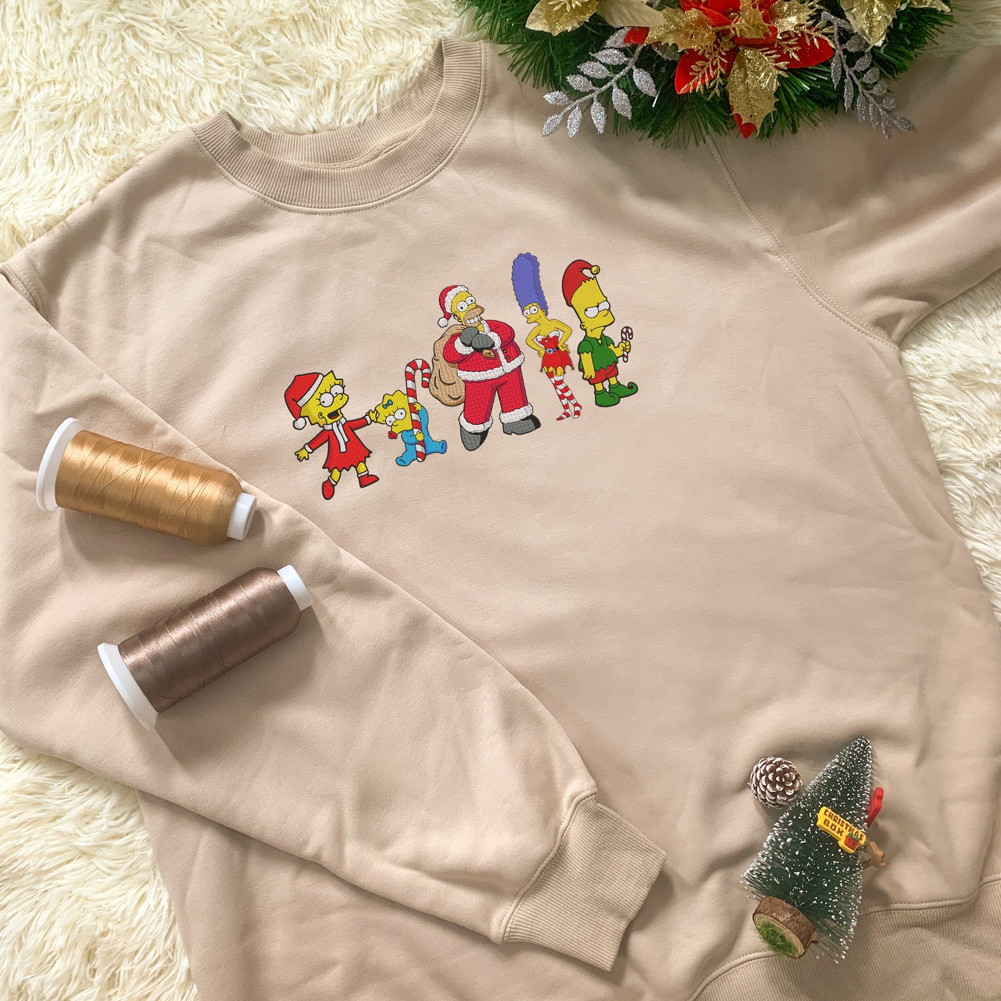 Personalized Embroidered Christmas The Simpsons Hoodie Sweatshirt T-Shirt