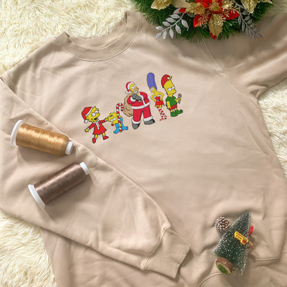 Personalized Embroidered Christmas The Simpsons Hoodie Sweatshirt T-Shirt