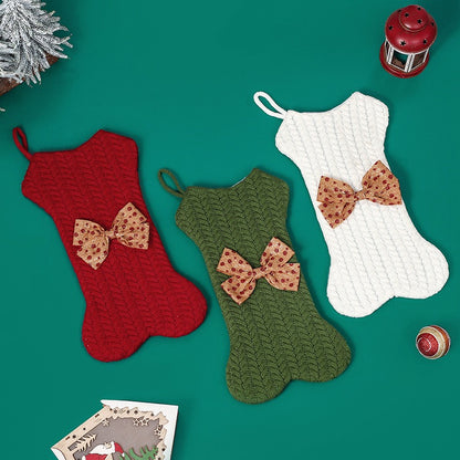 Bone Knitted Christmas Stocking