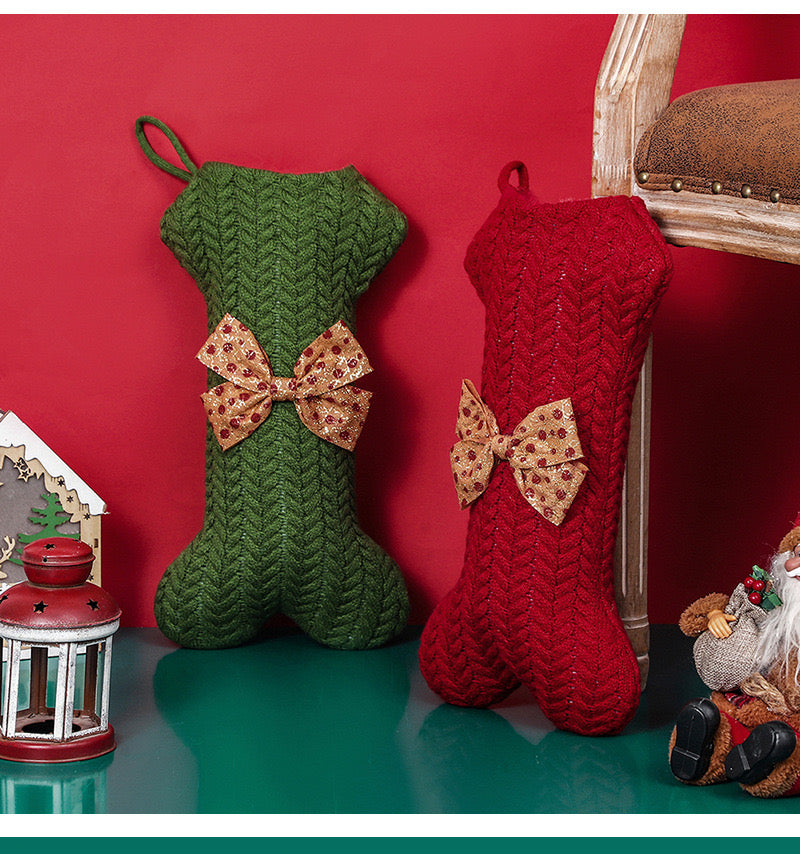 Bone Knitted Christmas Stocking