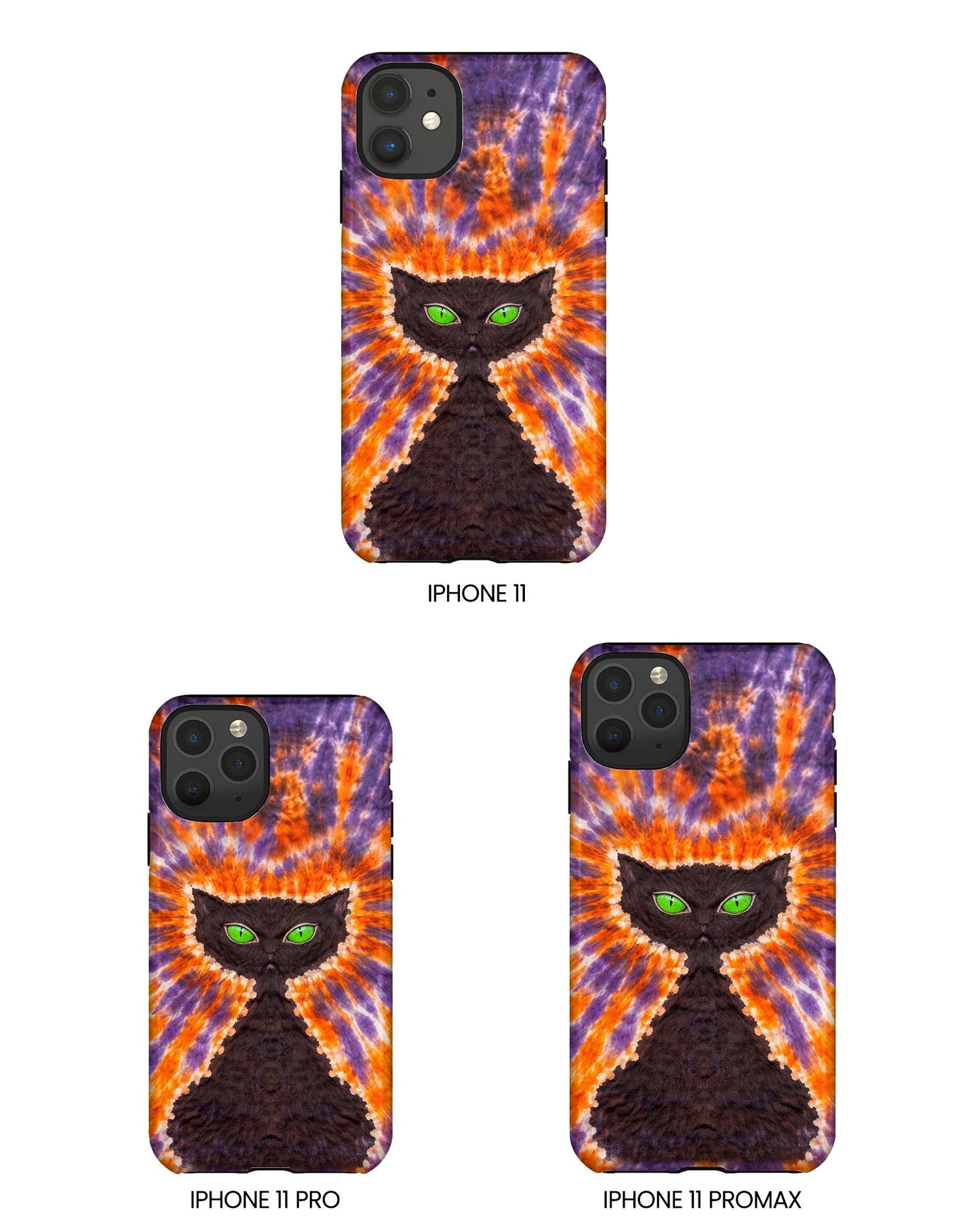 BLACK CAT PURPLE & ORANGE SWIRL  PHONE CASE  - TLHN2404264