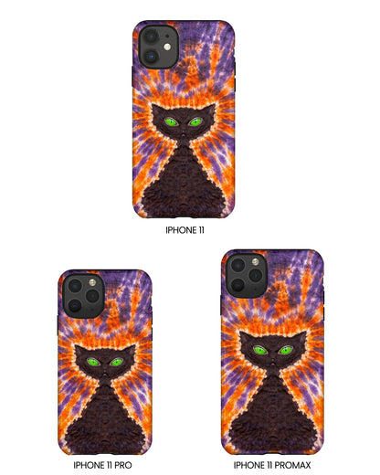 BLACK CAT PURPLE & ORANGE SWIRL  PHONE CASE  - TLHN2404264