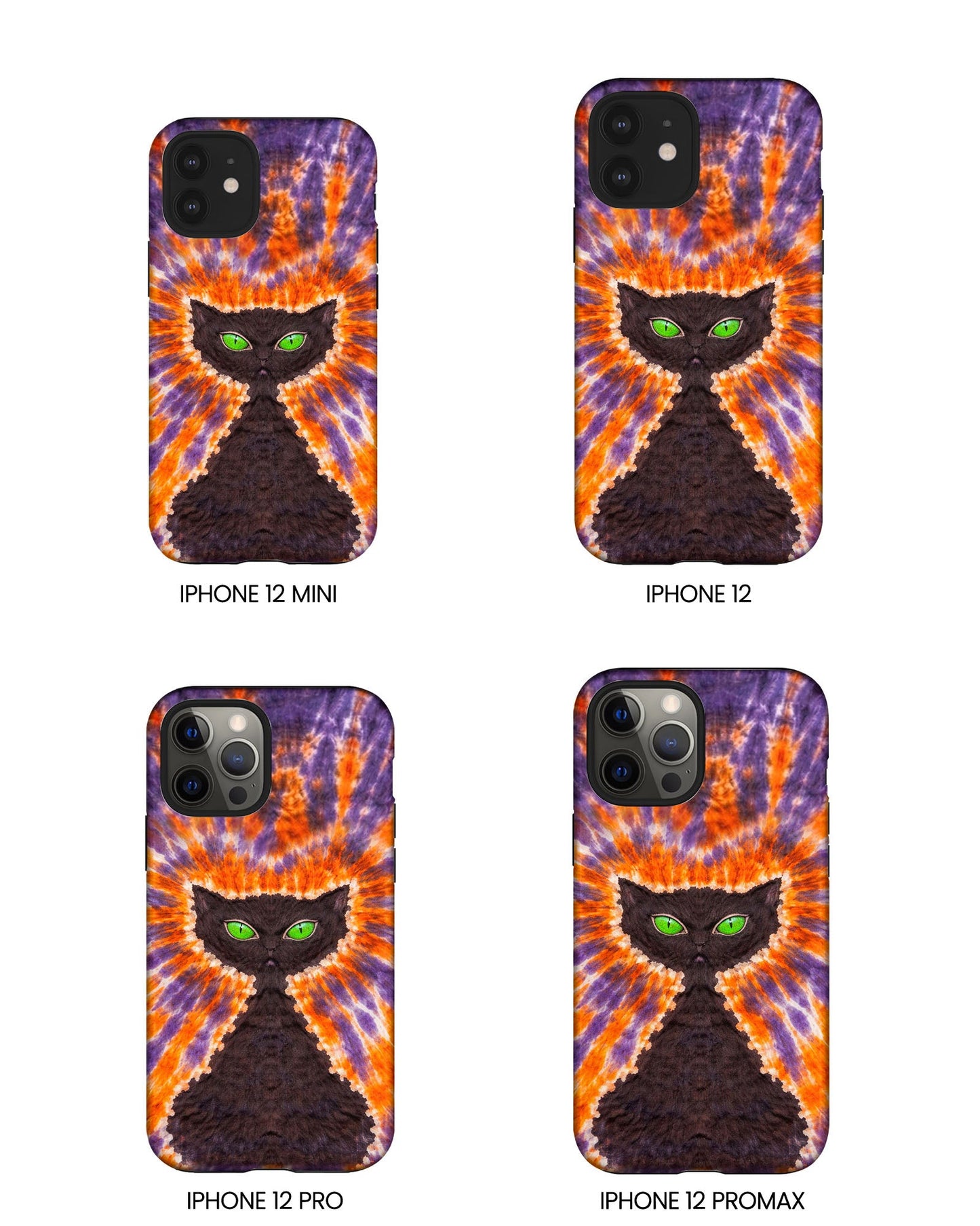 BLACK CAT PURPLE & ORANGE SWIRL  PHONE CASE  - TLHN2404264