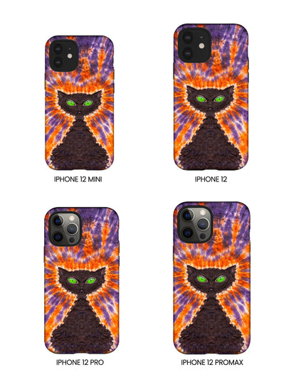 BLACK CAT PURPLE & ORANGE SWIRL  PHONE CASE  - TLHN2404264