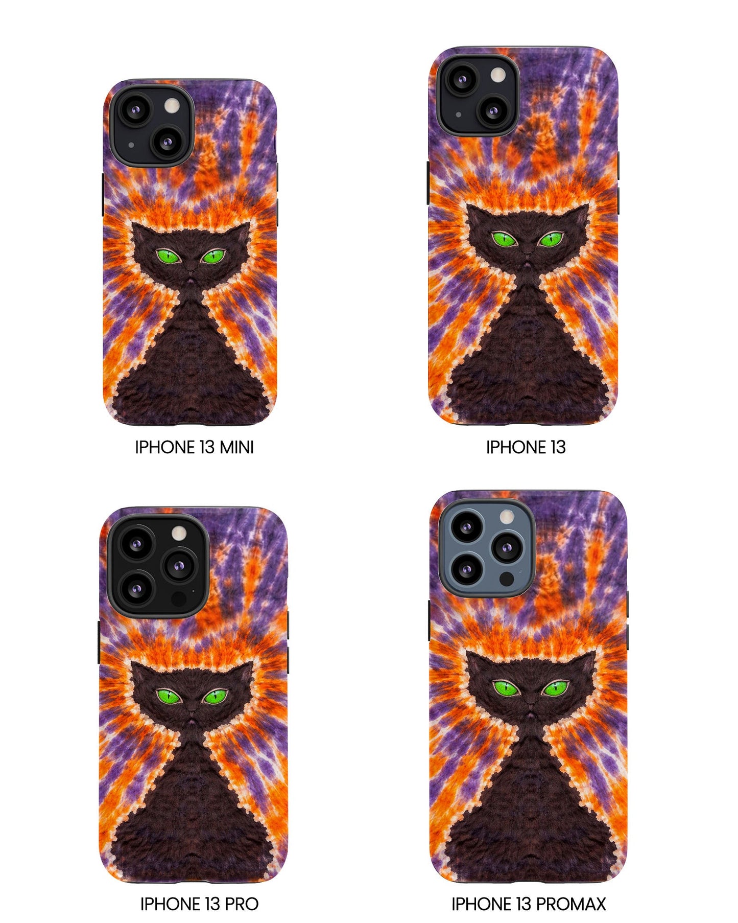 BLACK CAT PURPLE & ORANGE SWIRL  PHONE CASE  - TLHN2404264