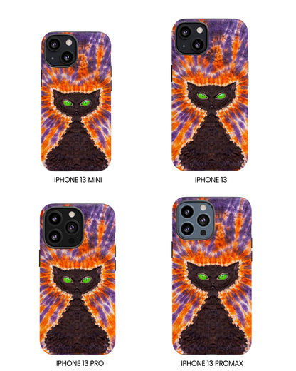 BLACK CAT PURPLE & ORANGE SWIRL  PHONE CASE  - TLHN2404264