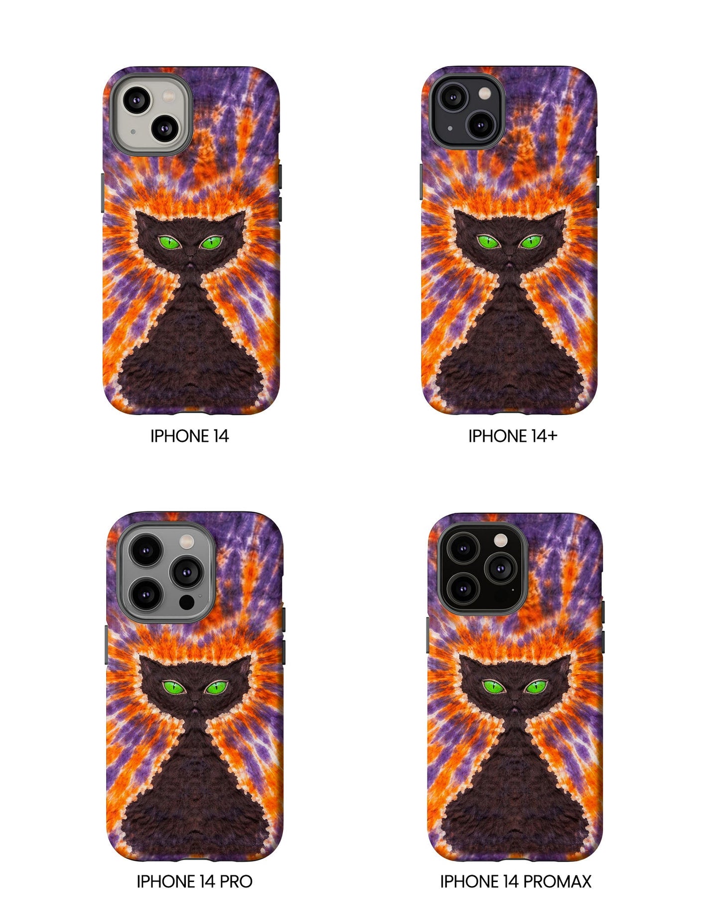 BLACK CAT PURPLE & ORANGE SWIRL  PHONE CASE  - TLHN2404264