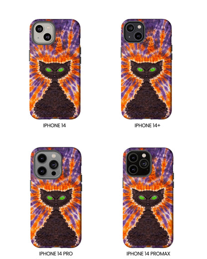 BLACK CAT PURPLE & ORANGE SWIRL  PHONE CASE  - TLHN2404264