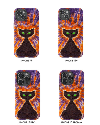 BLACK CAT PURPLE & ORANGE SWIRL  PHONE CASE  - TLHN2404264