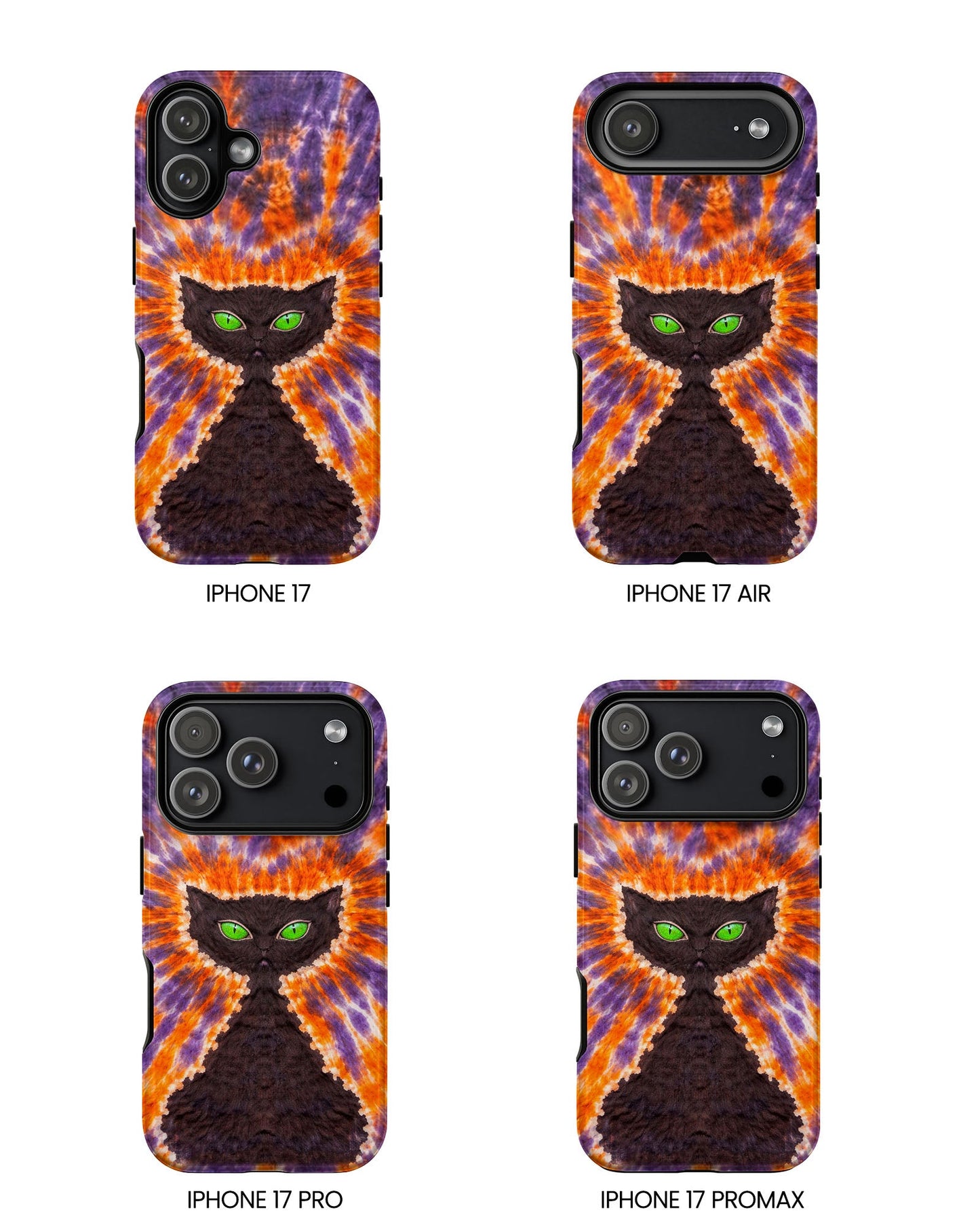 BLACK CAT PURPLE & ORANGE SWIRL  PHONE CASE  - TLHN2404264