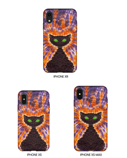 BLACK CAT PURPLE & ORANGE SWIRL  PHONE CASE  - TLHN2404264