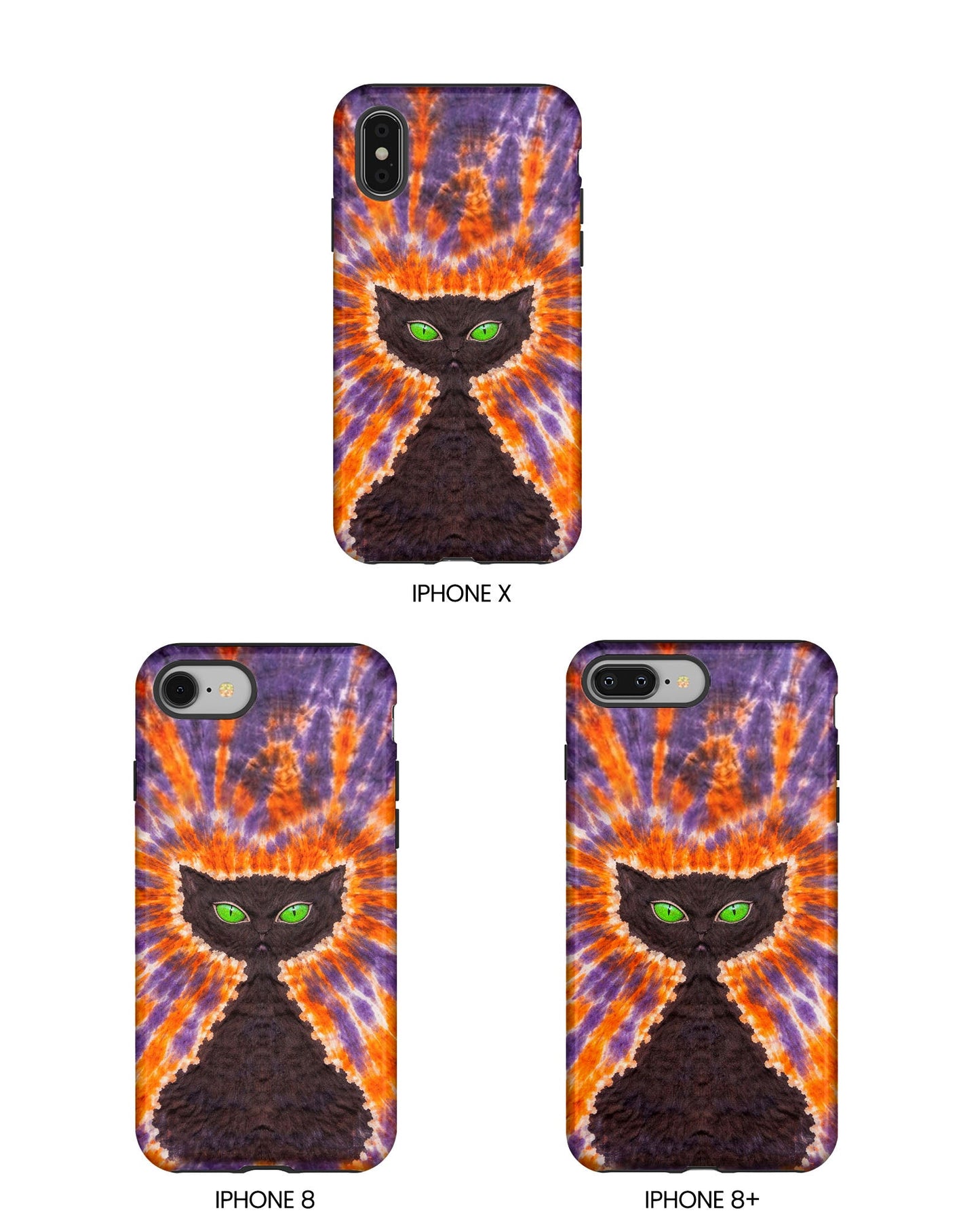 BLACK CAT PURPLE & ORANGE SWIRL  PHONE CASE  - TLHN2404264