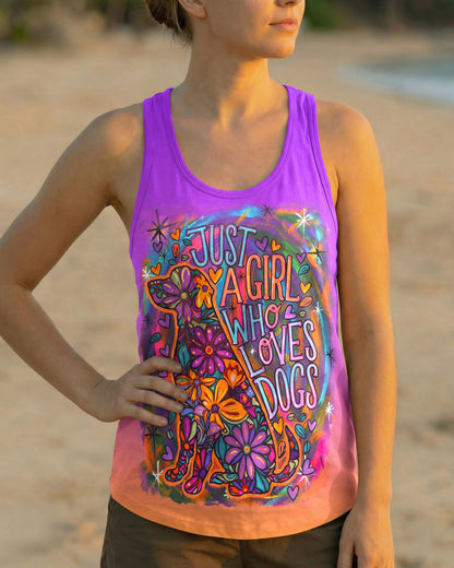 JUST A GIRL WHO LOVES DOGS COLORFUL FLORAL ALL OVER PRINT - KM1004261