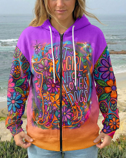 JUST A GIRL WHO LOVES DOGS COLORFUL FLORAL ALL OVER PRINT - KM1004261