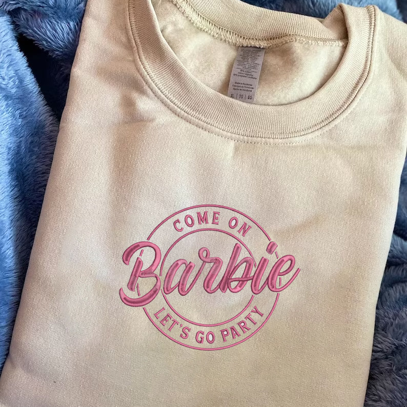 Personalized Embroidered Barbie Party Hoodie Sweatshirt T-Shirt