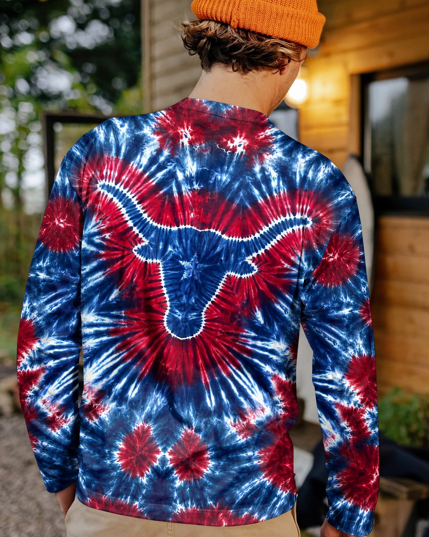 LONGHORN TEXAS STATE RED WHITE & BLUE SWIRL ALL OVER PRINT - TLNT1206261