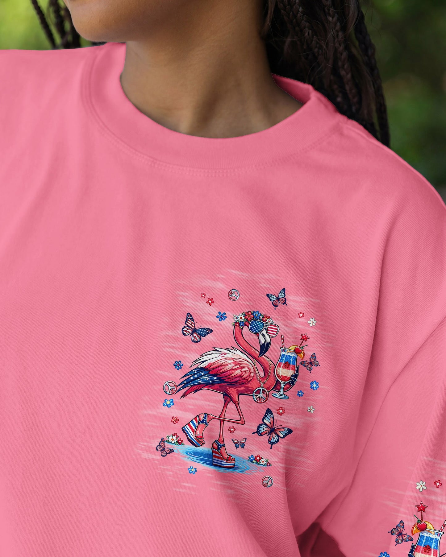 PRETTY IN PINK FLAMINGO STARS AND STRIPES ALL OVER PRINT - TLNT0104262