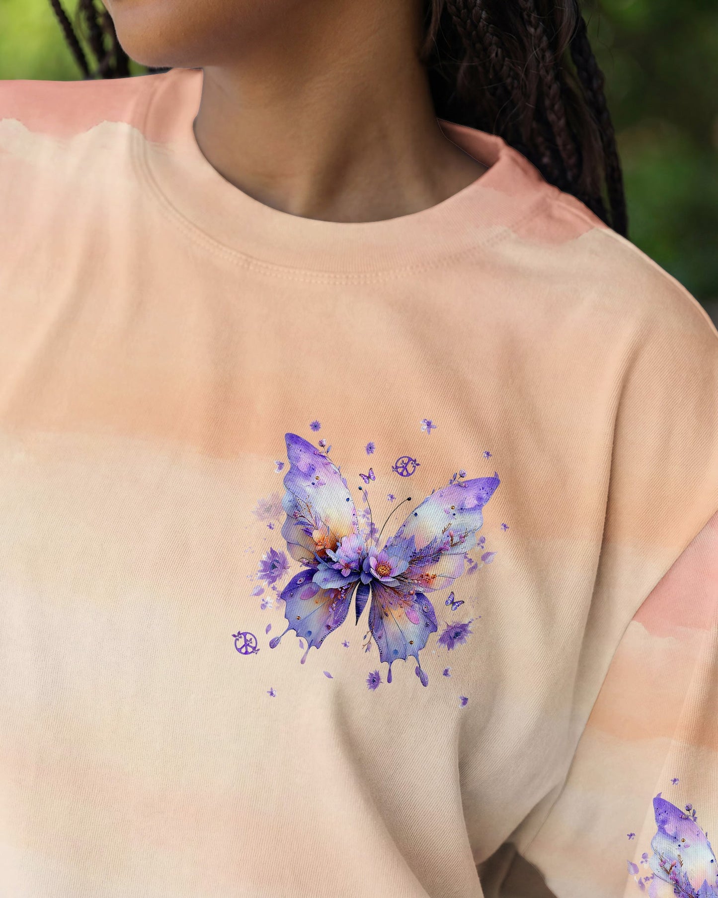JUST BREATHE BUTTERFLY FLORAL  ALL OVER PRINT - TLHG0204261