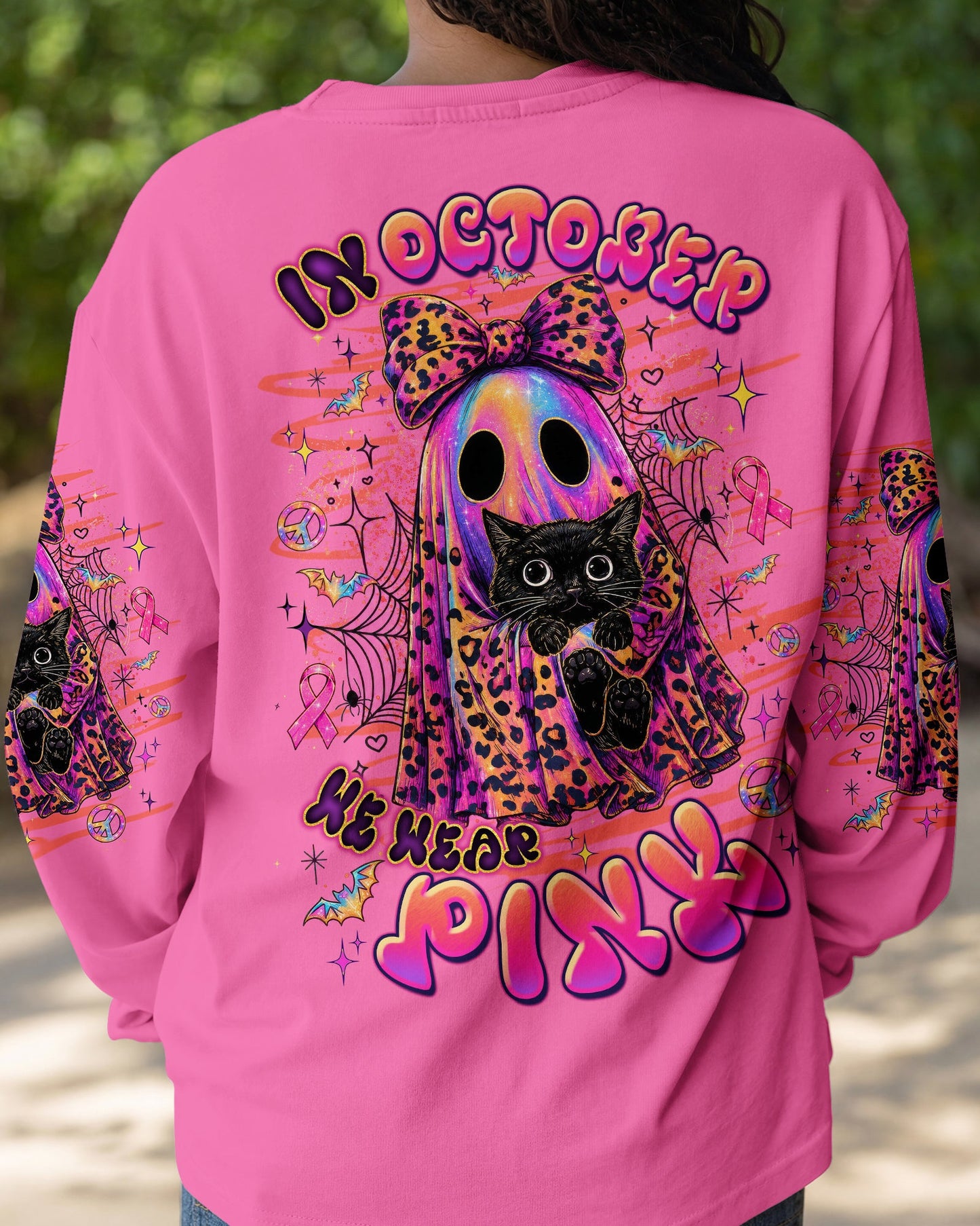 IN OCTOBER WE WEAR PINK BOO BLACK CAT BREAST CANCER AWARENESS ALL OVER PRINT  - TLTW1507265