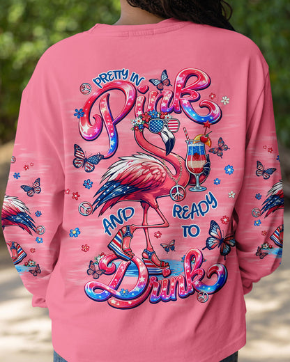 PRETTY IN PINK FLAMINGO STARS AND STRIPES ALL OVER PRINT - TLNT0104262
