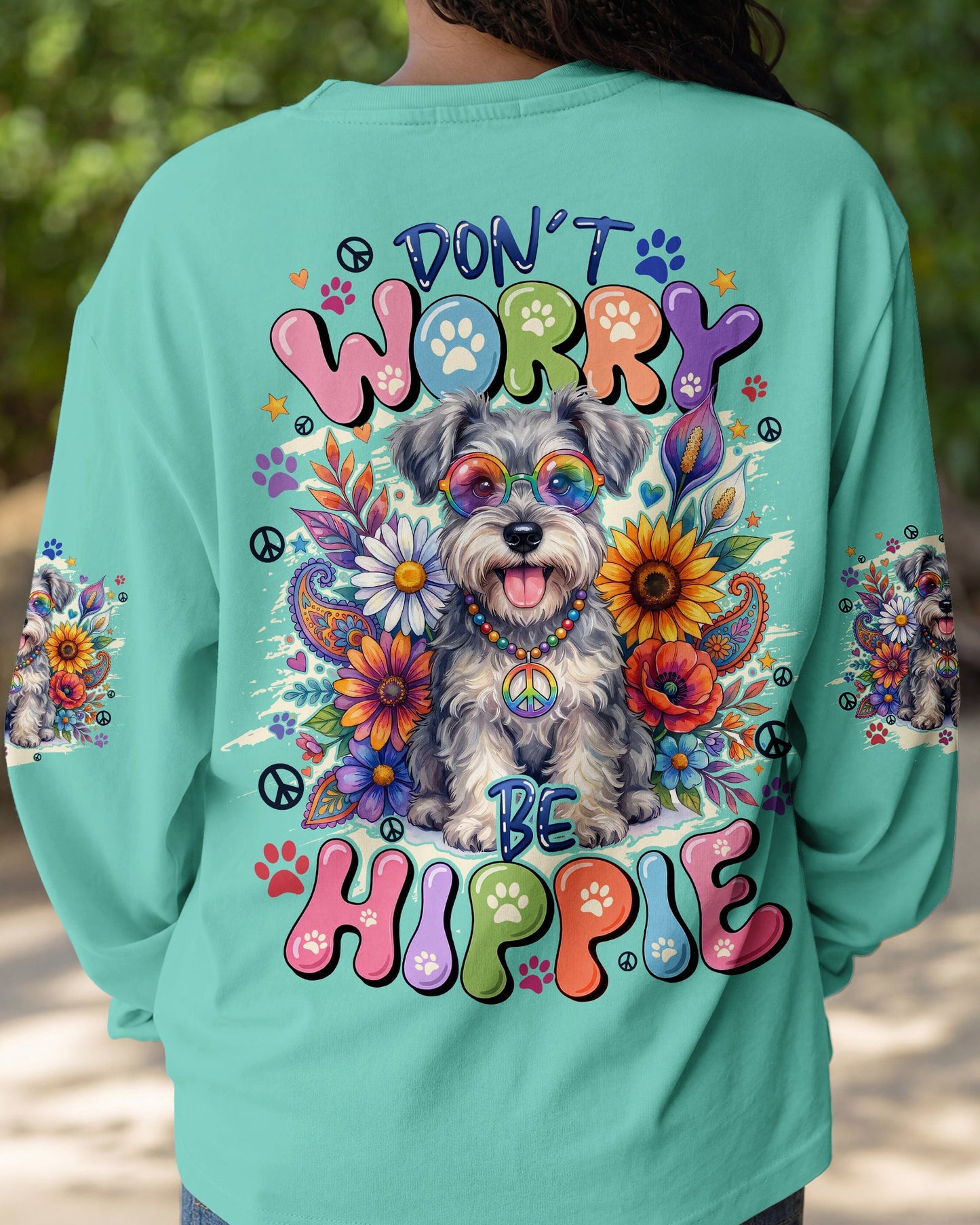 DON'T WORRY BE HIPPIE SCHNAUZER DOG ALL OVER PRINT - TYQY0605261