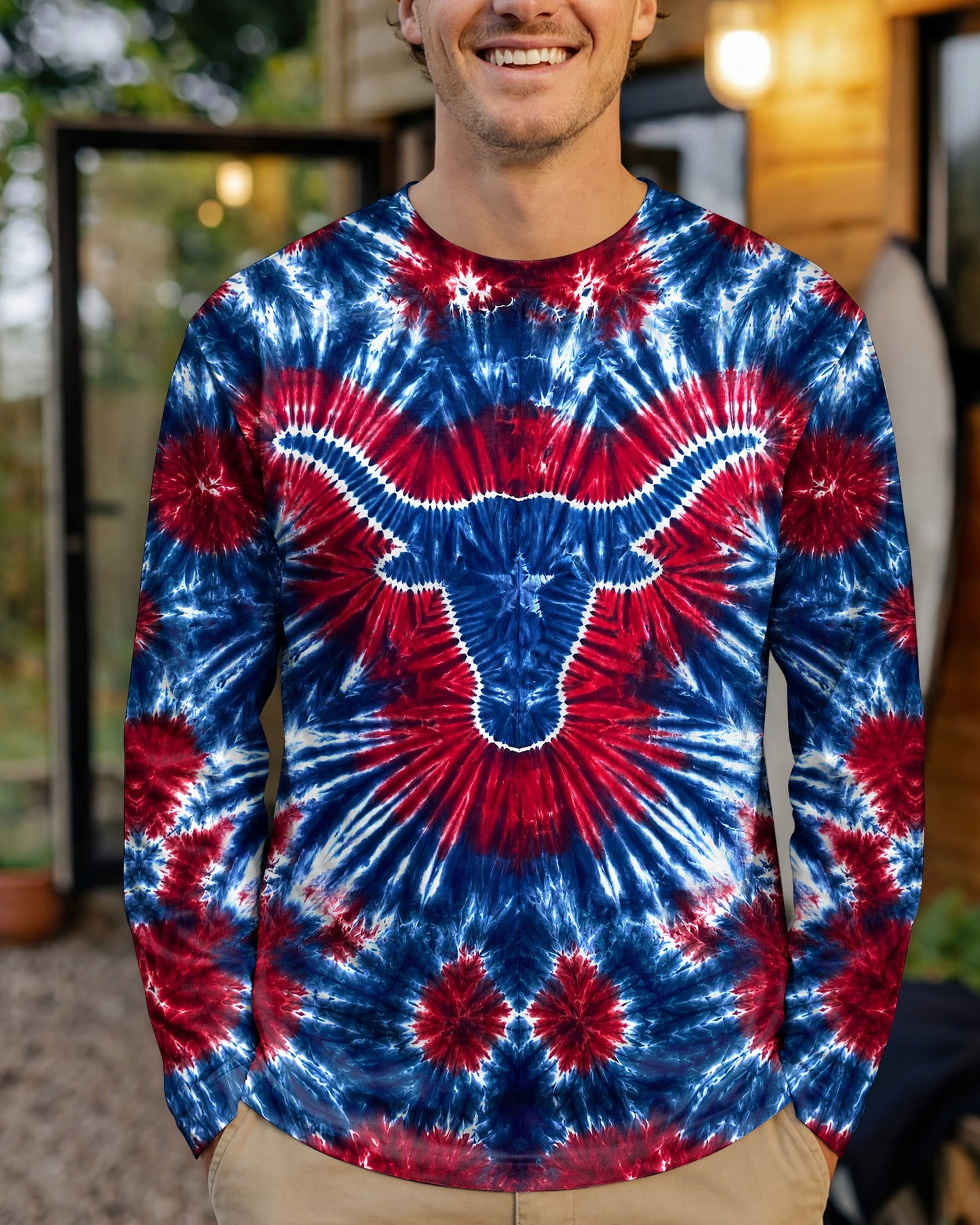 LONGHORN TEXAS STATE RED WHITE & BLUE SWIRL ALL OVER PRINT - TLNT1206261