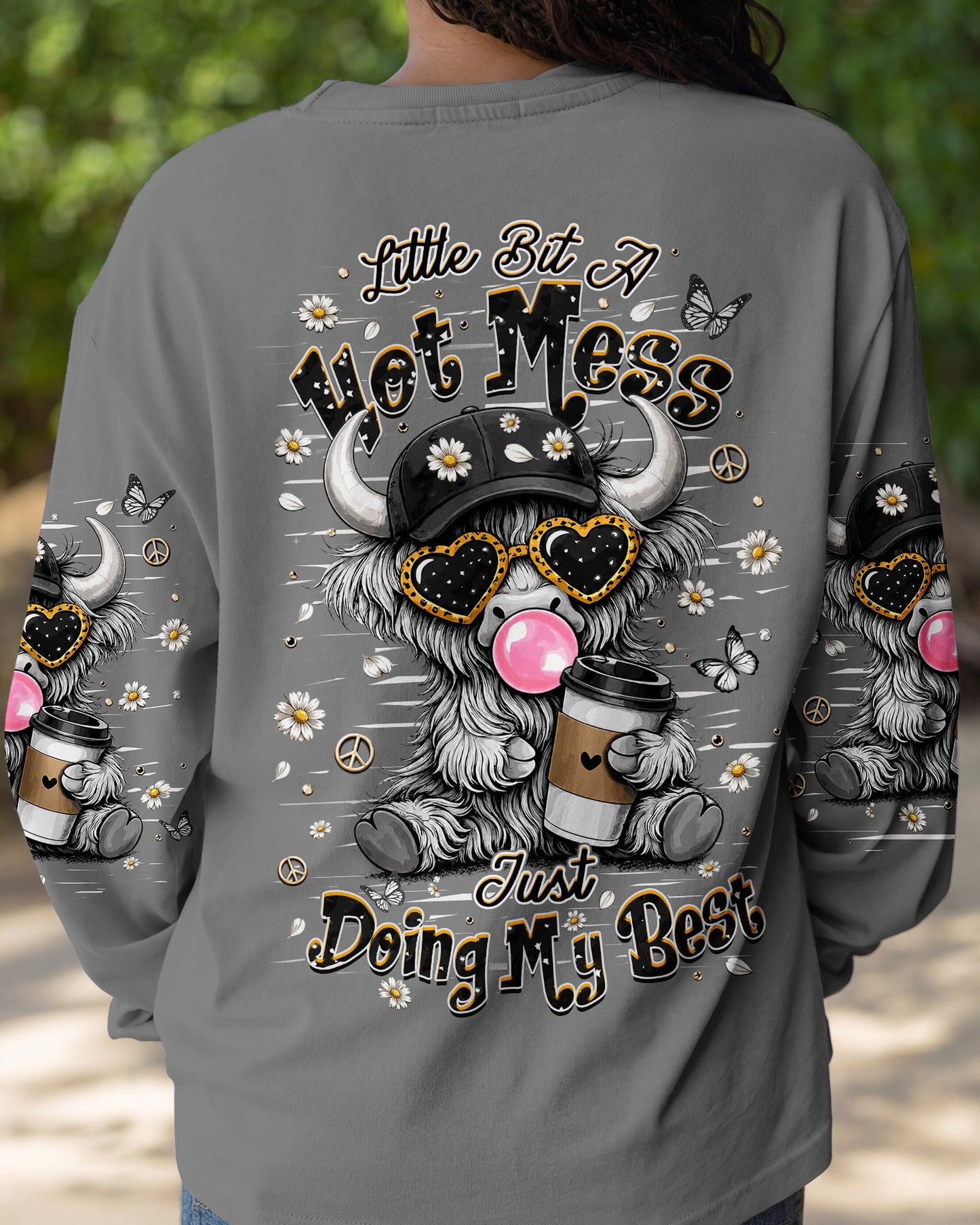 LITTLE BIT A HOT MESS COW ALL OVER PRINT  - TLHN1706264