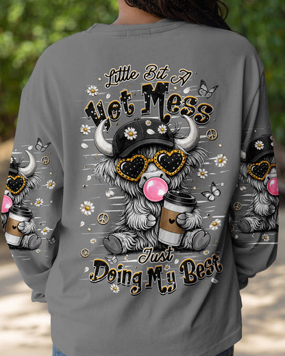 LITTLE BIT A HOT MESS COW ALL OVER PRINT  - TLHN1706264