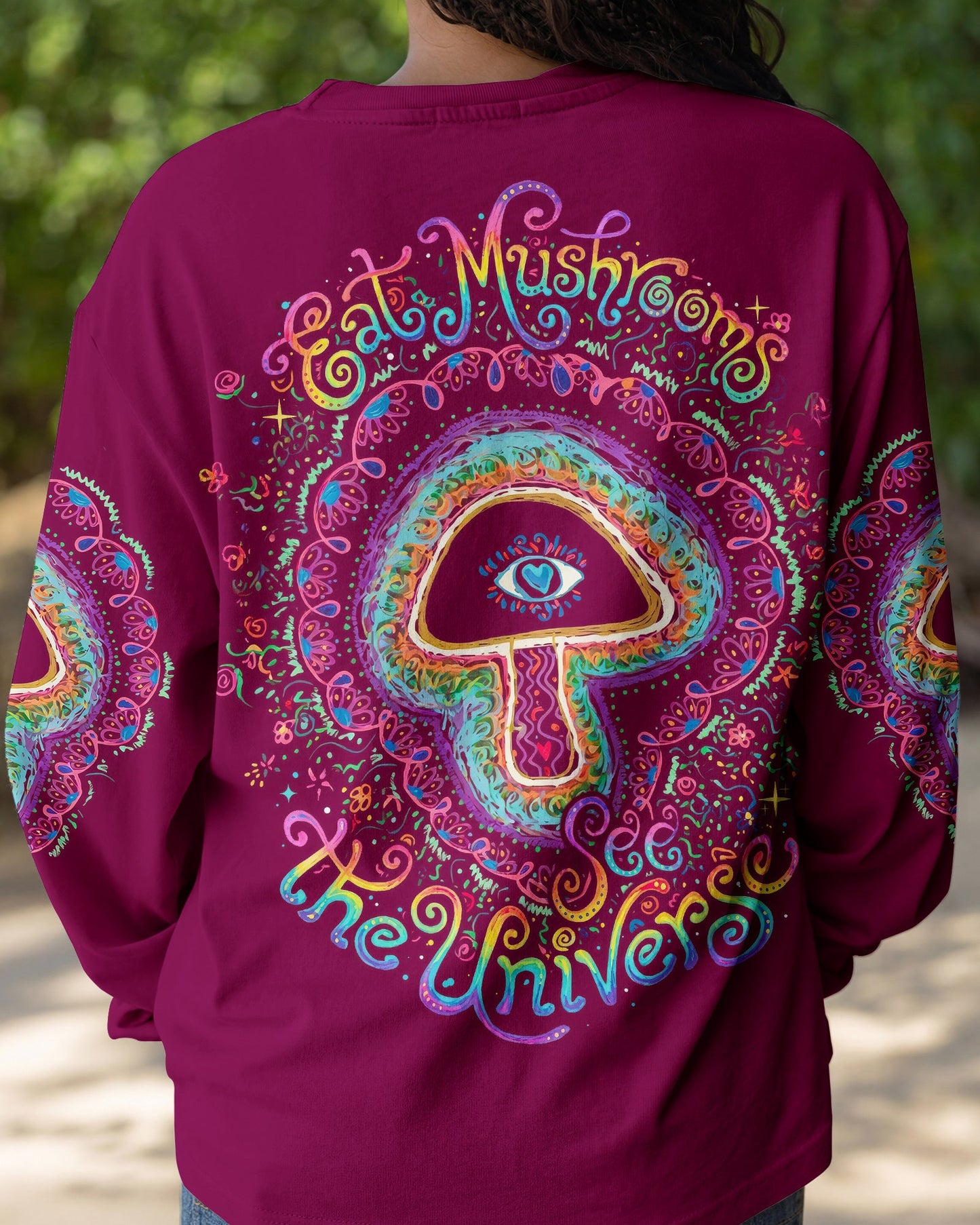 EAT MUSHROOMS SEE THE UNIVERSE COSMIC ALL OVER PRINT – KM1504261