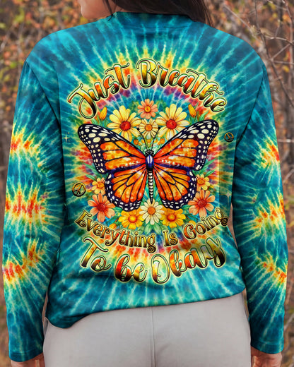 JUST BREATHE BUTTERFLY FLORAL SWIRL ALL OVER PRINT - TLHG0704262