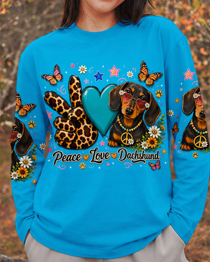 PEACE LOVE DACHSHUND DOG ALL OVER PRINT   - TLHN2005262