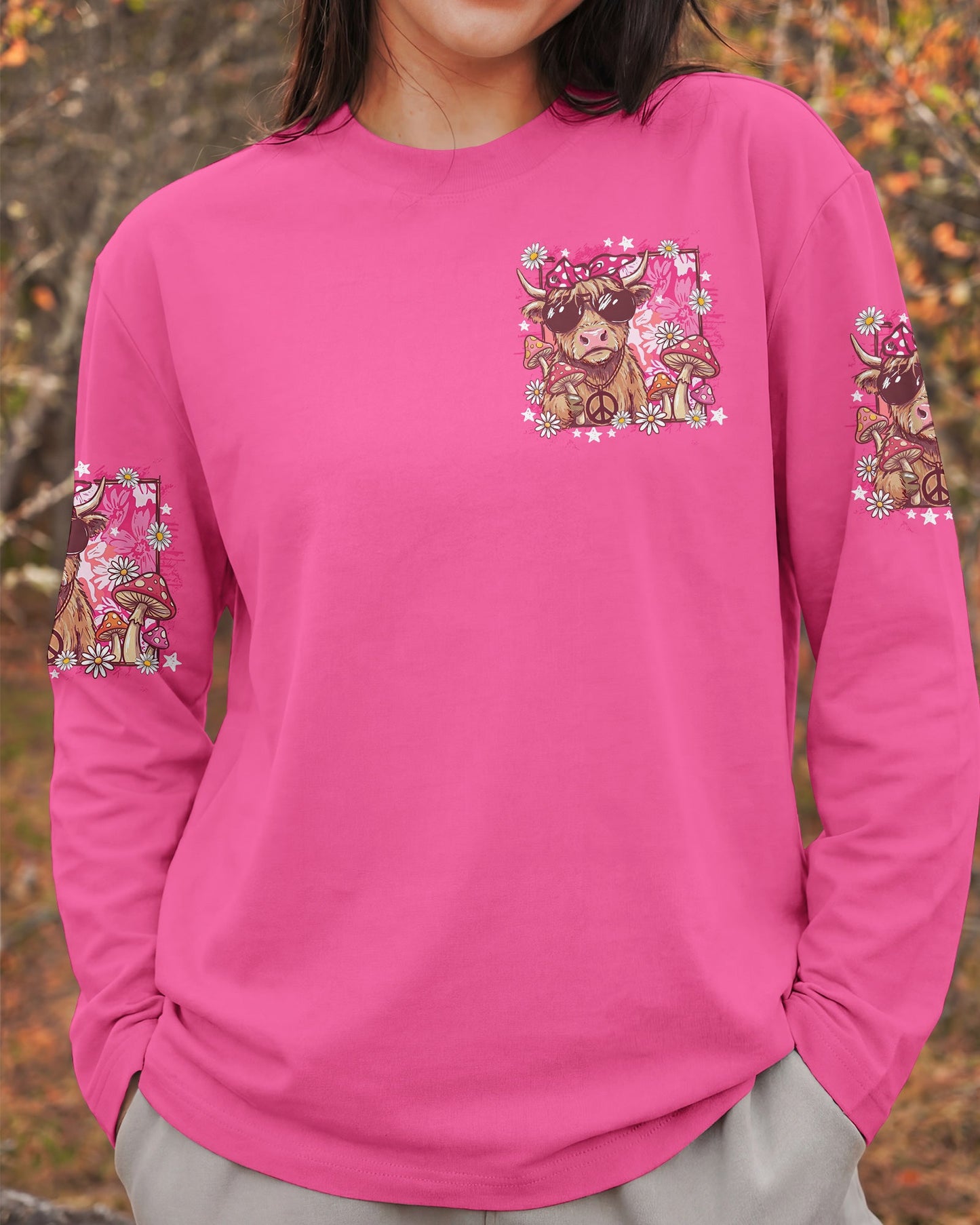 PEACE LOVE AND MOOO COW ALL OVER PRINT - TY1906262