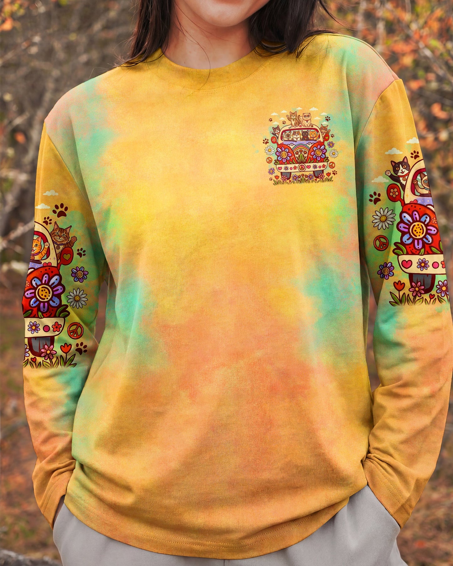 PEACE LOVE AND MEOW CATS ALL OVER PRINT - TLNO1307261