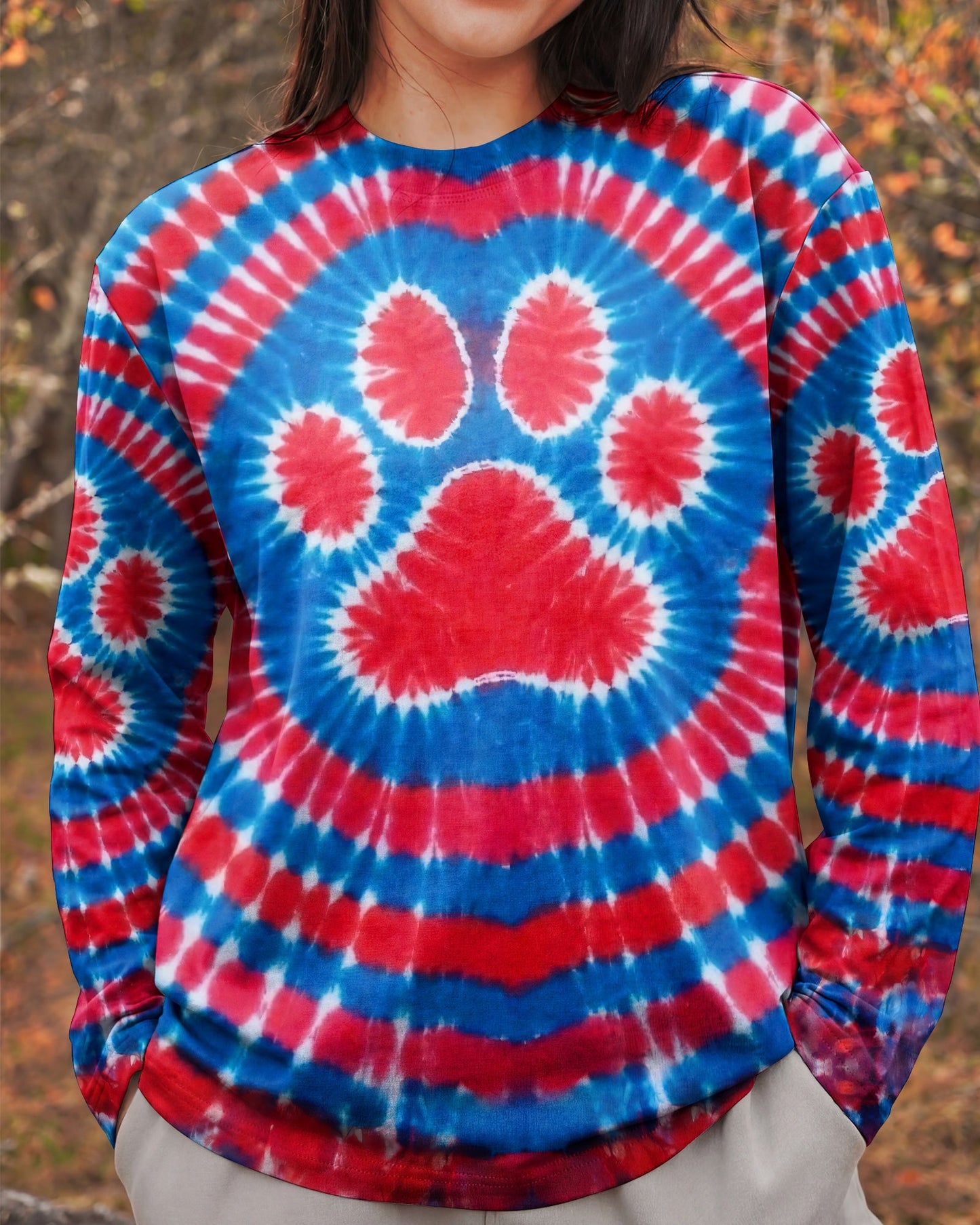 RED WHITE AND BLUE PAW ALL OVER PRINT - TYPQ0104261