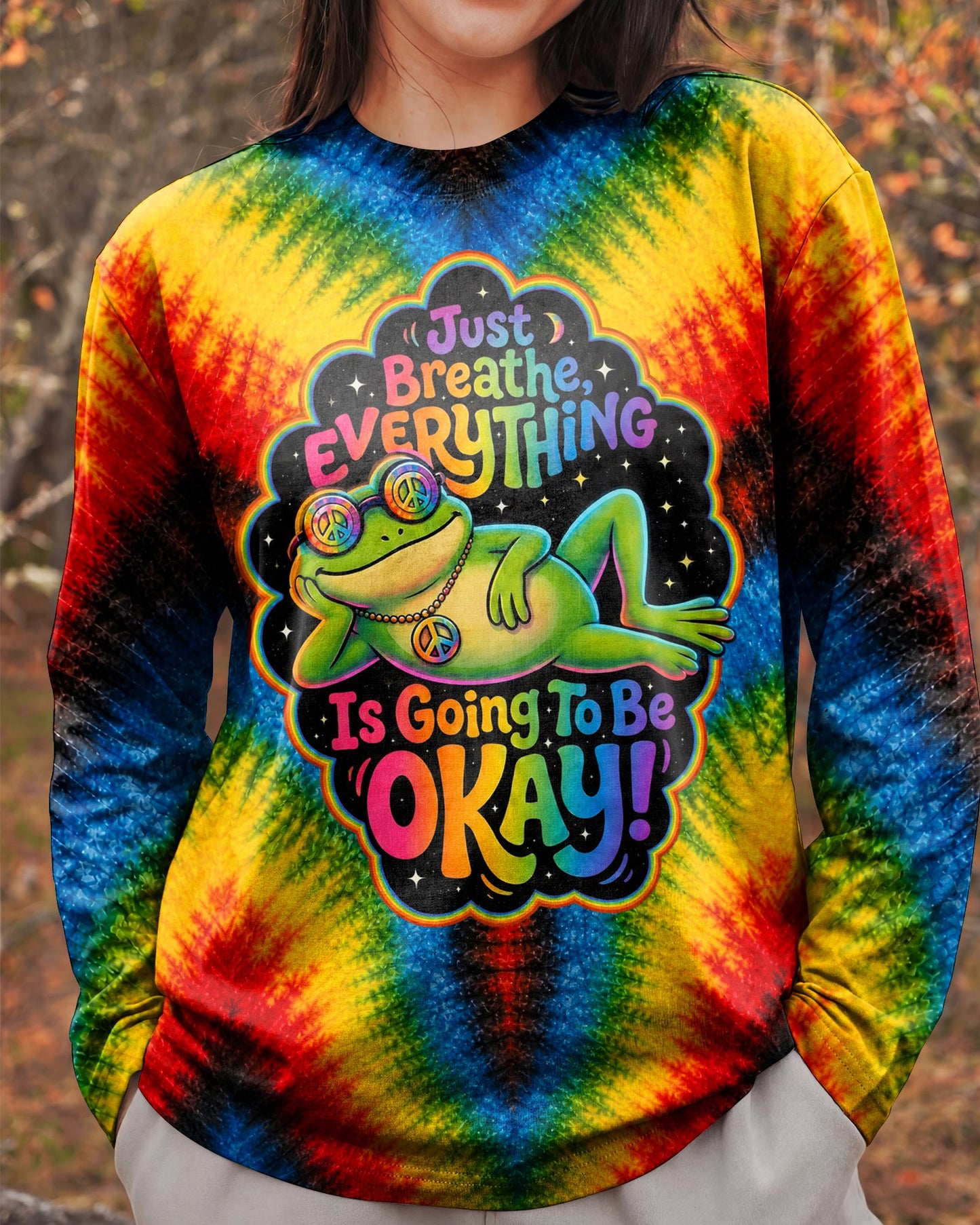 JUST BREATHE FROG COLORFUL ALL OVER PRINT - KMTM1506261