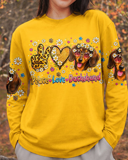 PEACE LOVE DACHSHUND DOG ALL OVER PRINT   - TLHN1905261