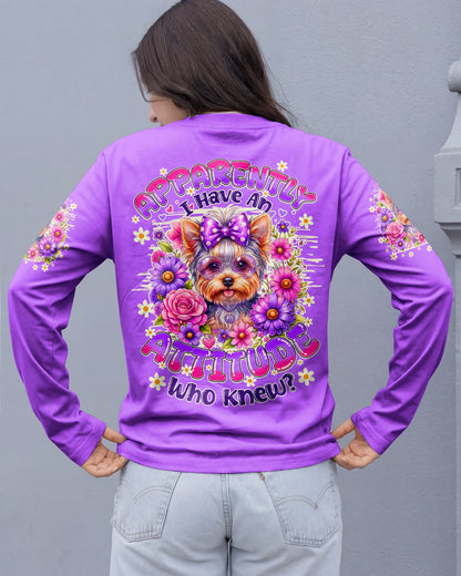 APPARENTLY I HAVE AN ATTITUDE WHO KNEW YORKSHIRE TERRIER DOG ALL OVER PRINT - TY1605261