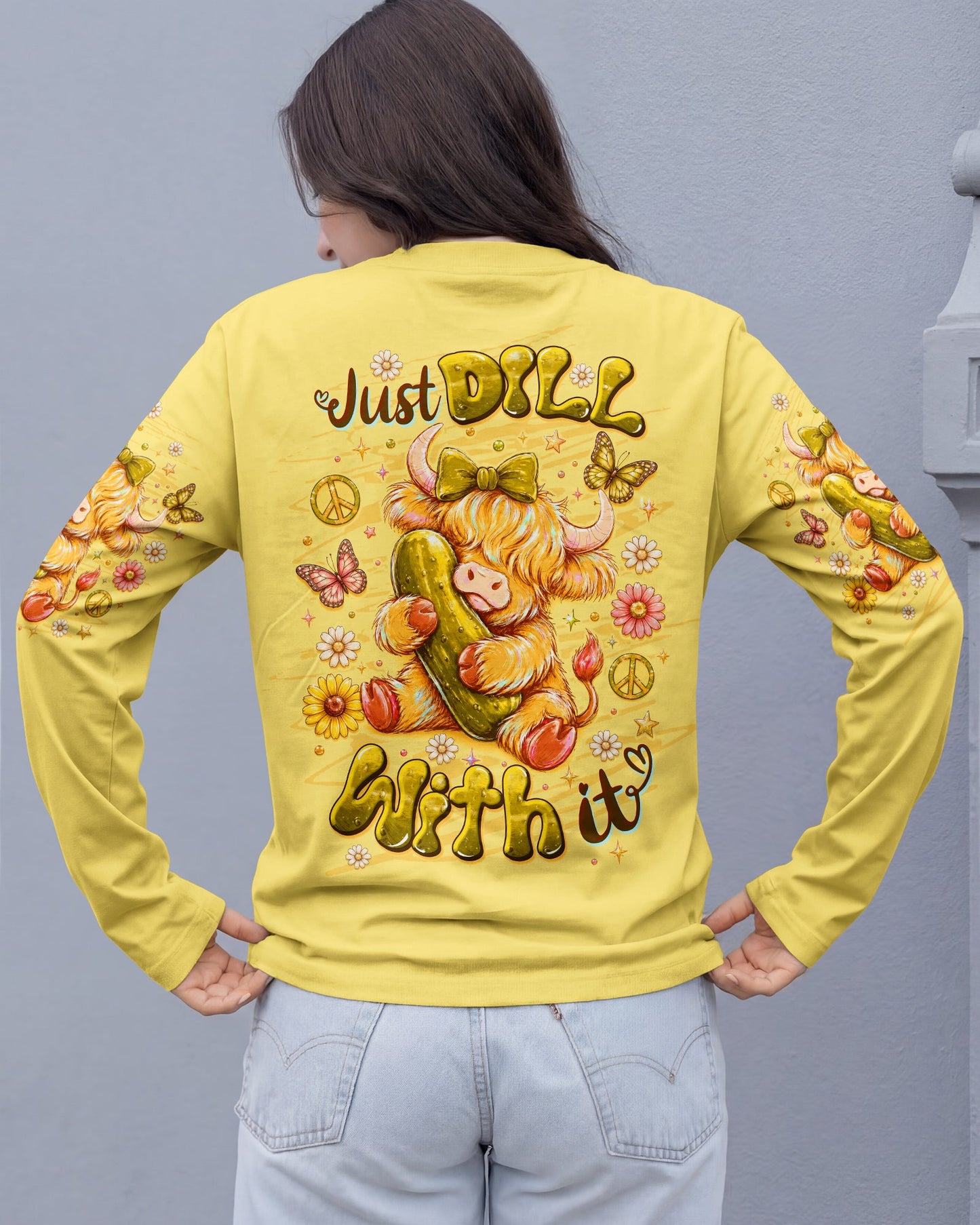 JUST DILL WITH IT  HIGHLAND COW ALL OVER PRINT  - TLTW1006261