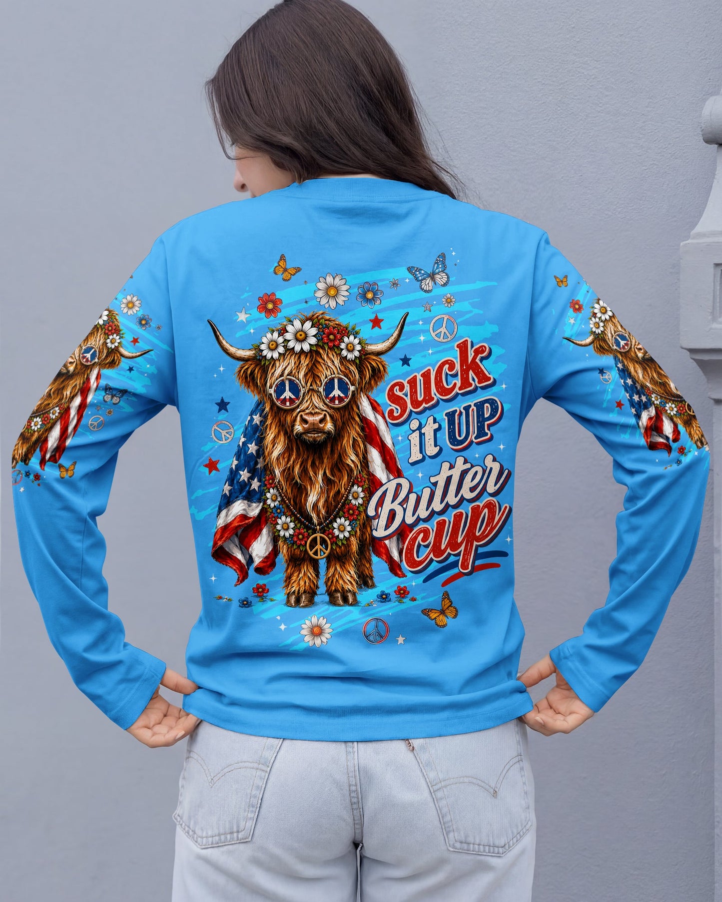 SUCK IT UP BUTTERCUP COW STARS & STRIPES ALL OVER PRINT - TLTW0406264