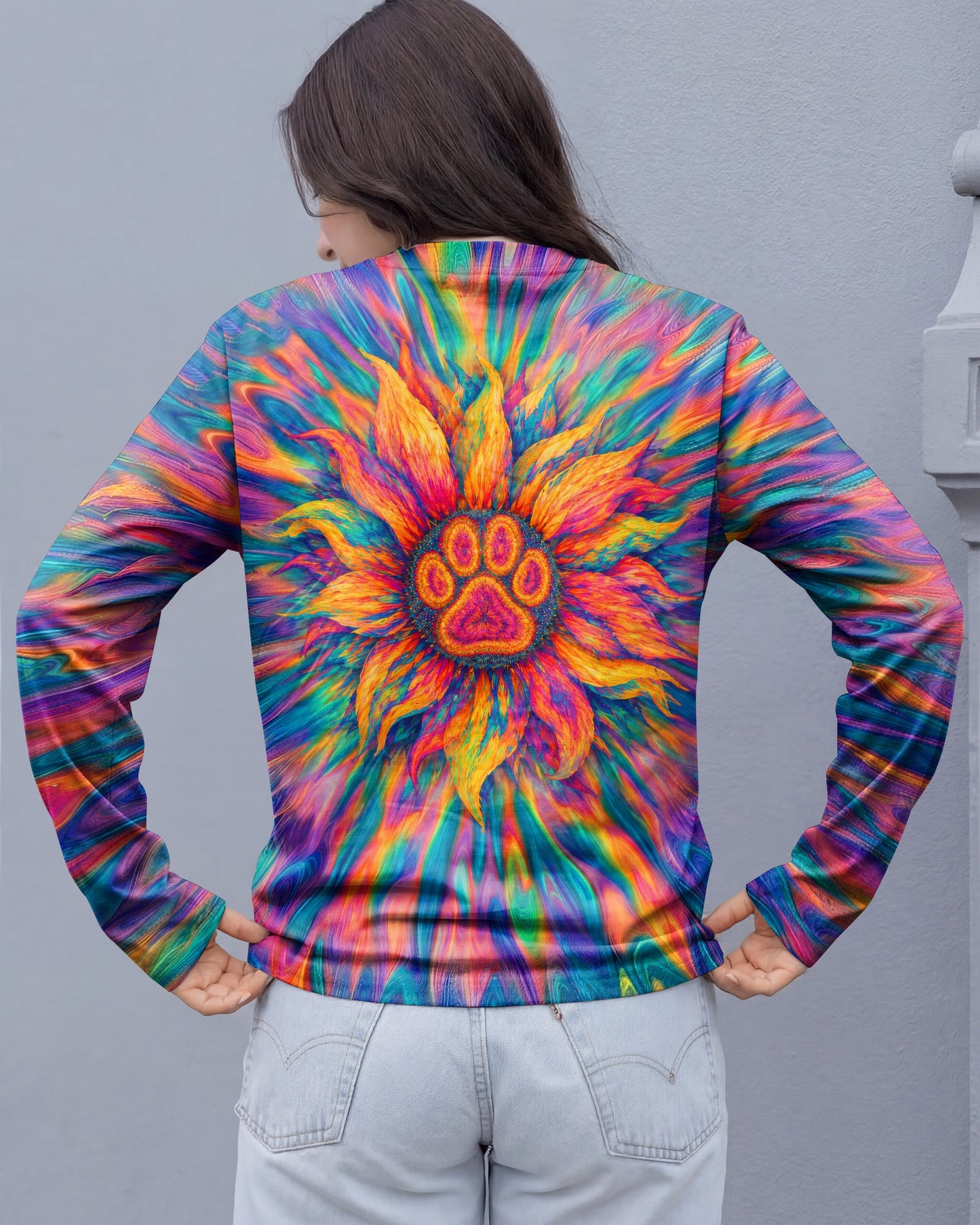 SUNFLOWER WITH PAW PRINT BURST ALL OVER PRINT - TLTW0707263