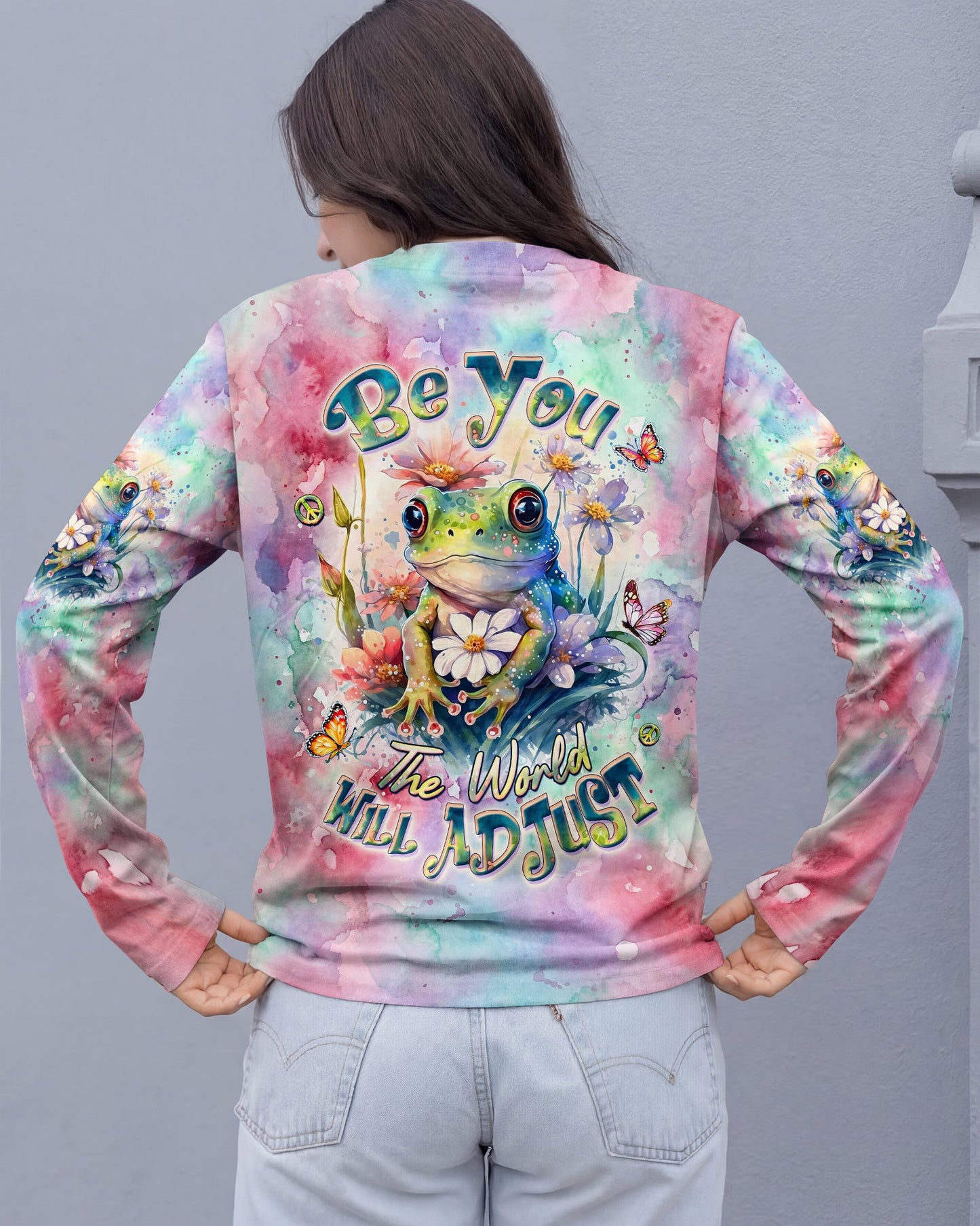 BE YOU THE WORLD WILL ADJUST FROG ALL OVER PRINT - TLHG2605262