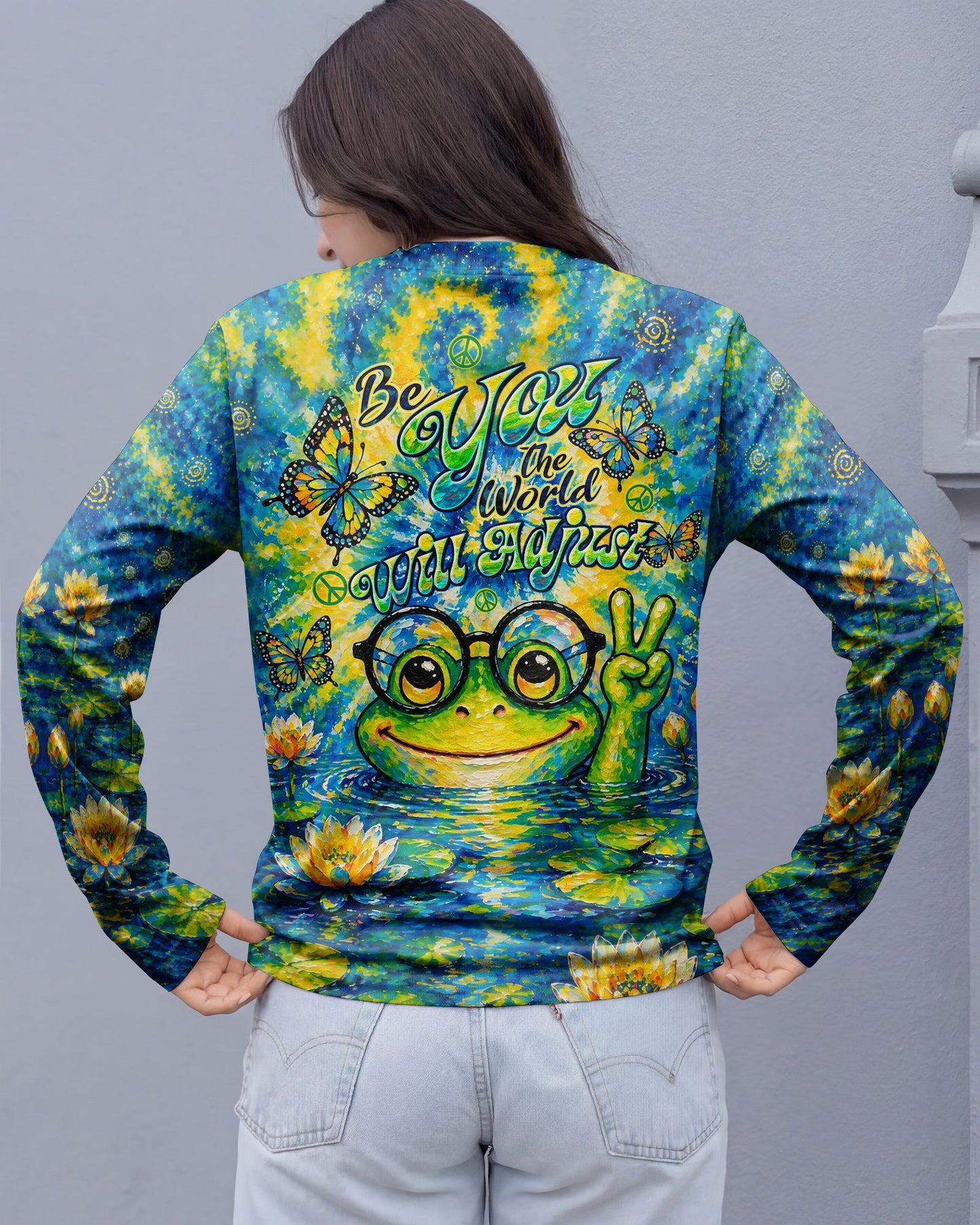 BE YOU THE WORLD WILL ADJUST FROG ALL OVER PRINT - TLTW0705263