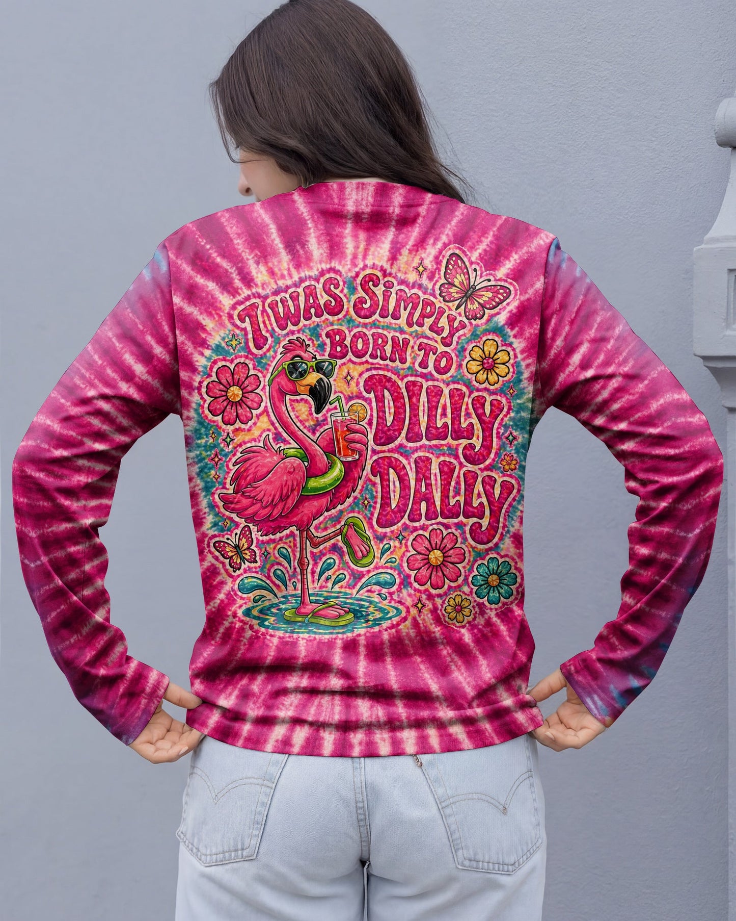 I WAS SIMPLY BORN TO DILLY DALLY FLAMINGO  ALL OVER PRINT - TLTW0405262