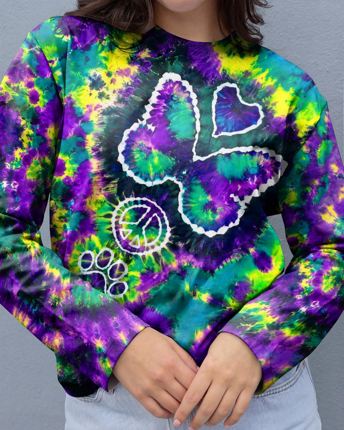 COSMIC BUTTERFLY PEACE LOVE PAW BURST ALL OVER PRINT - TLHG1506261