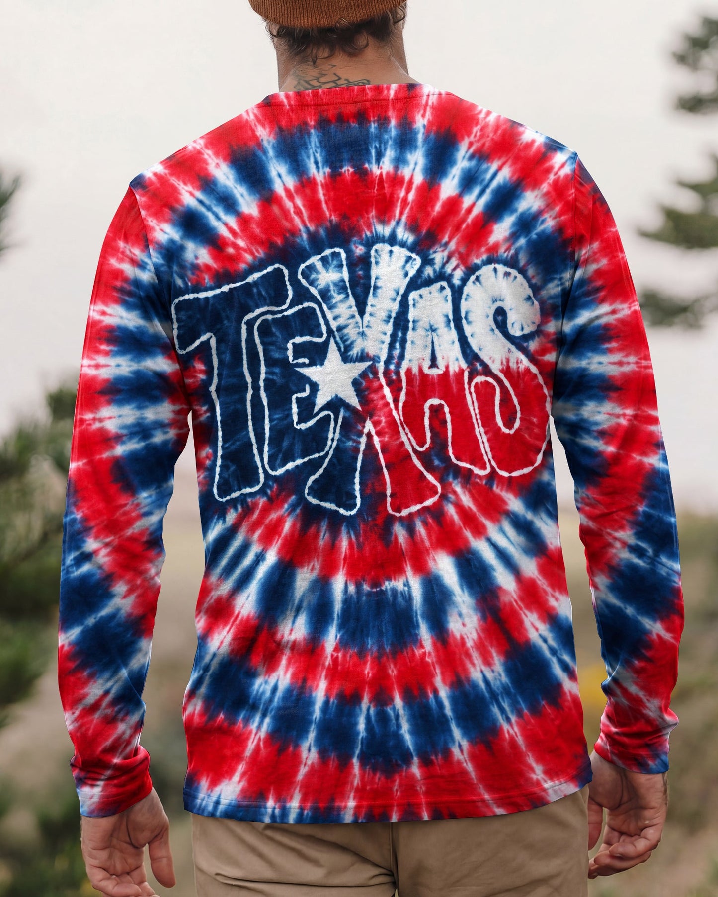 TEXAS RED WHITE & BLUE SWIRL ALL OVER PRINT   - TLHN1206263