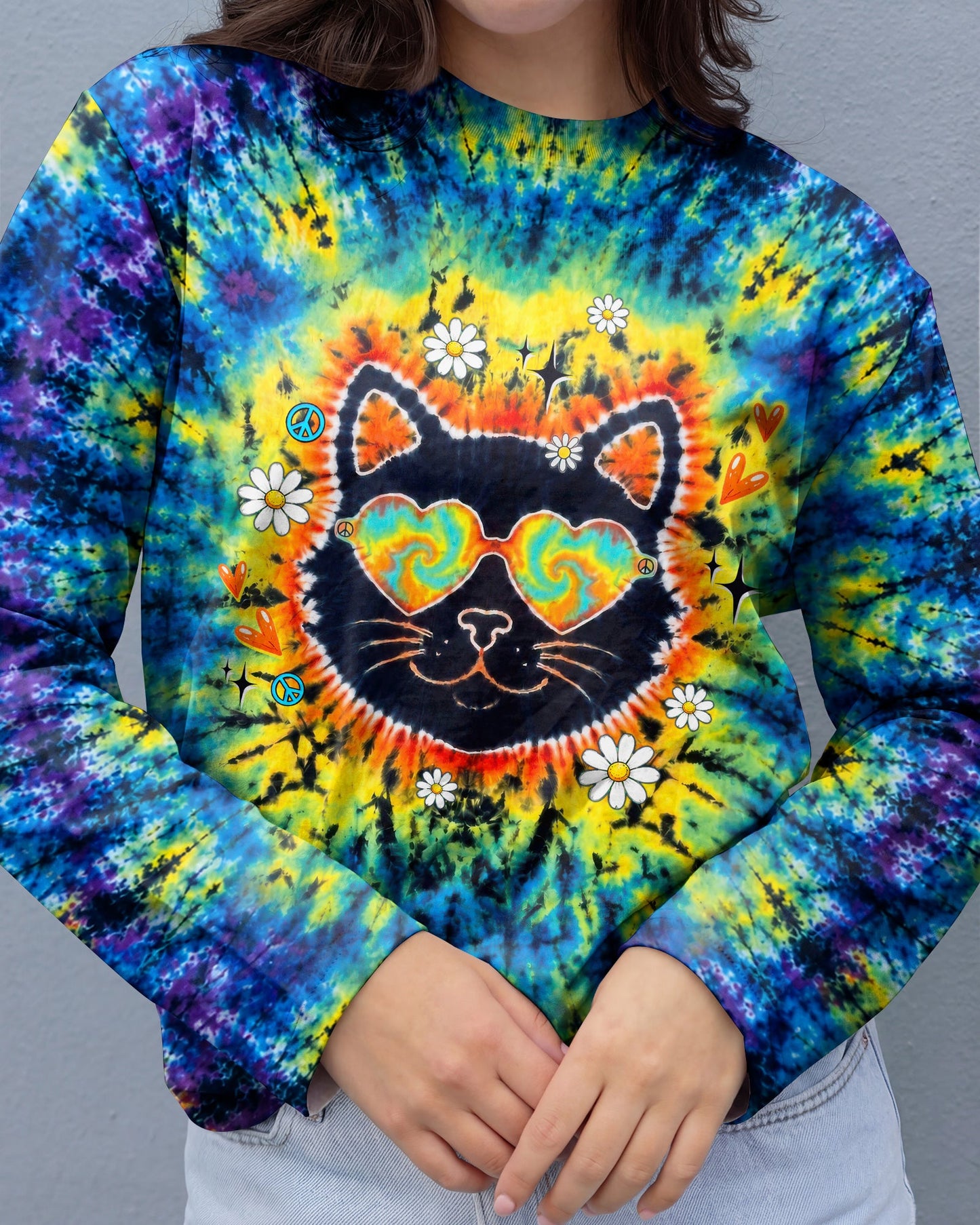 PEACE LOVE AND MEOW CAT BURST ALL OVER PRINT - TLTW0907262